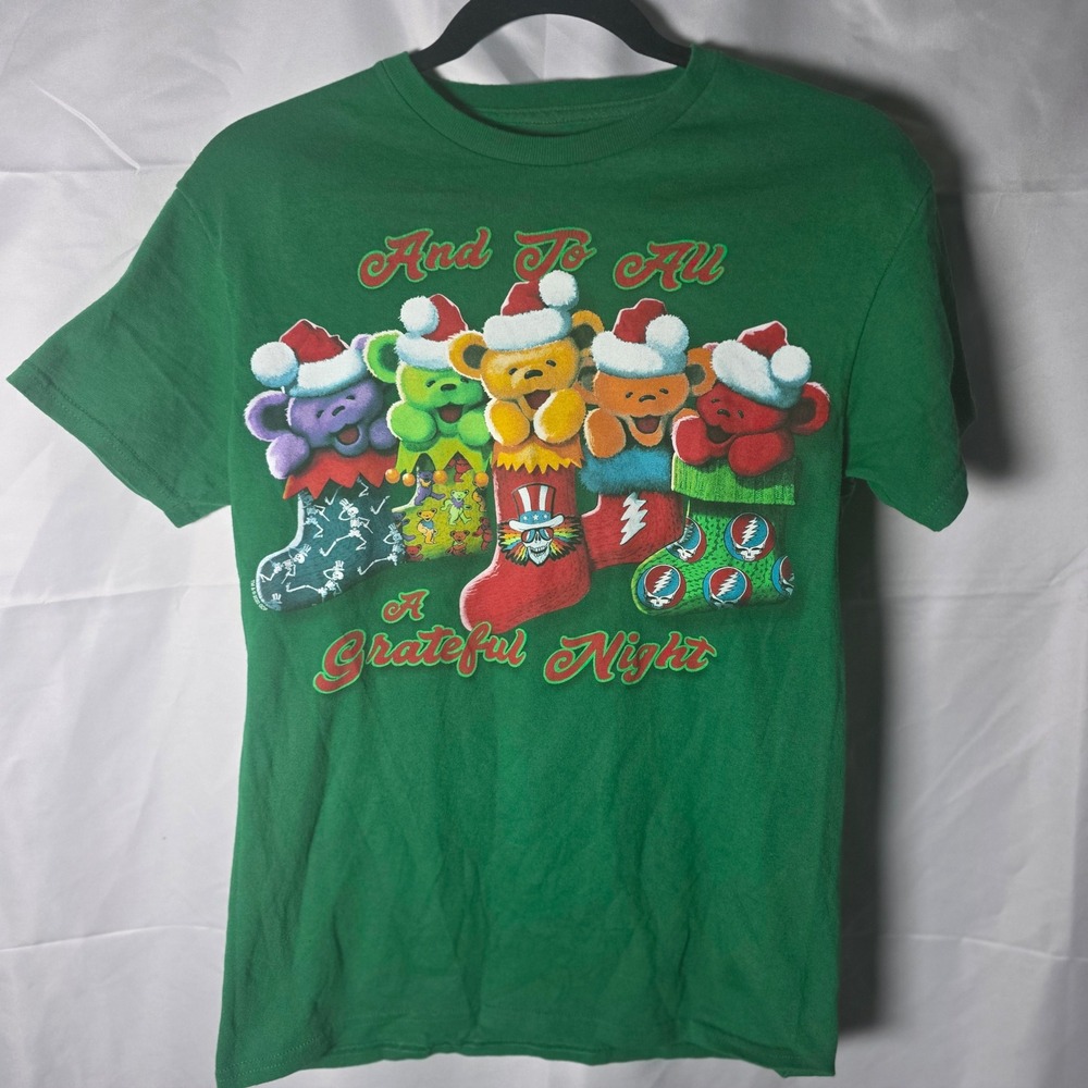 Liquid‎ Blue Grateful Dead Dancing Bears Christmas T Shirt Green Size S